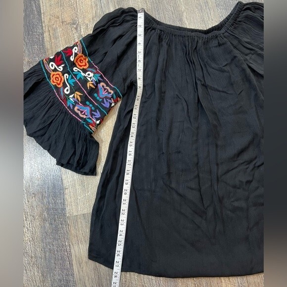 Avani del Amour Ruffle Embroidered Sleeves Boho Festival Tunic Top Blouse Small - Picture 7 of 10